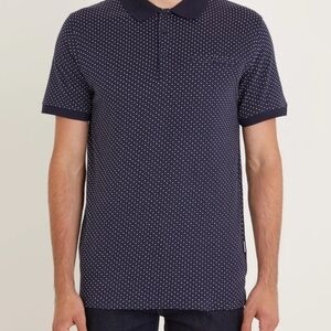 Peter Werth Classic Navy Polka Dot Polo Shirt for Men Size L